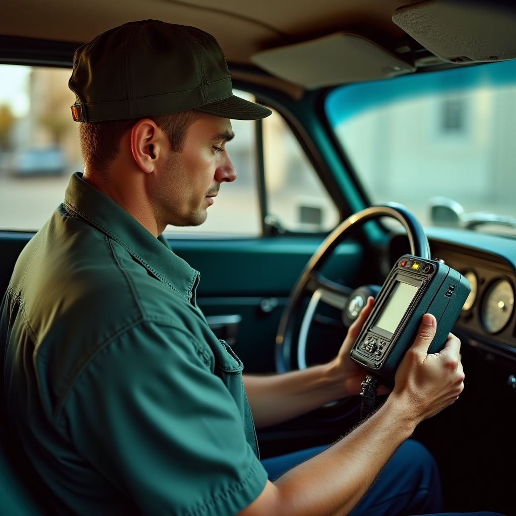 Moderní diagnostické zařízení připojené k automobilu