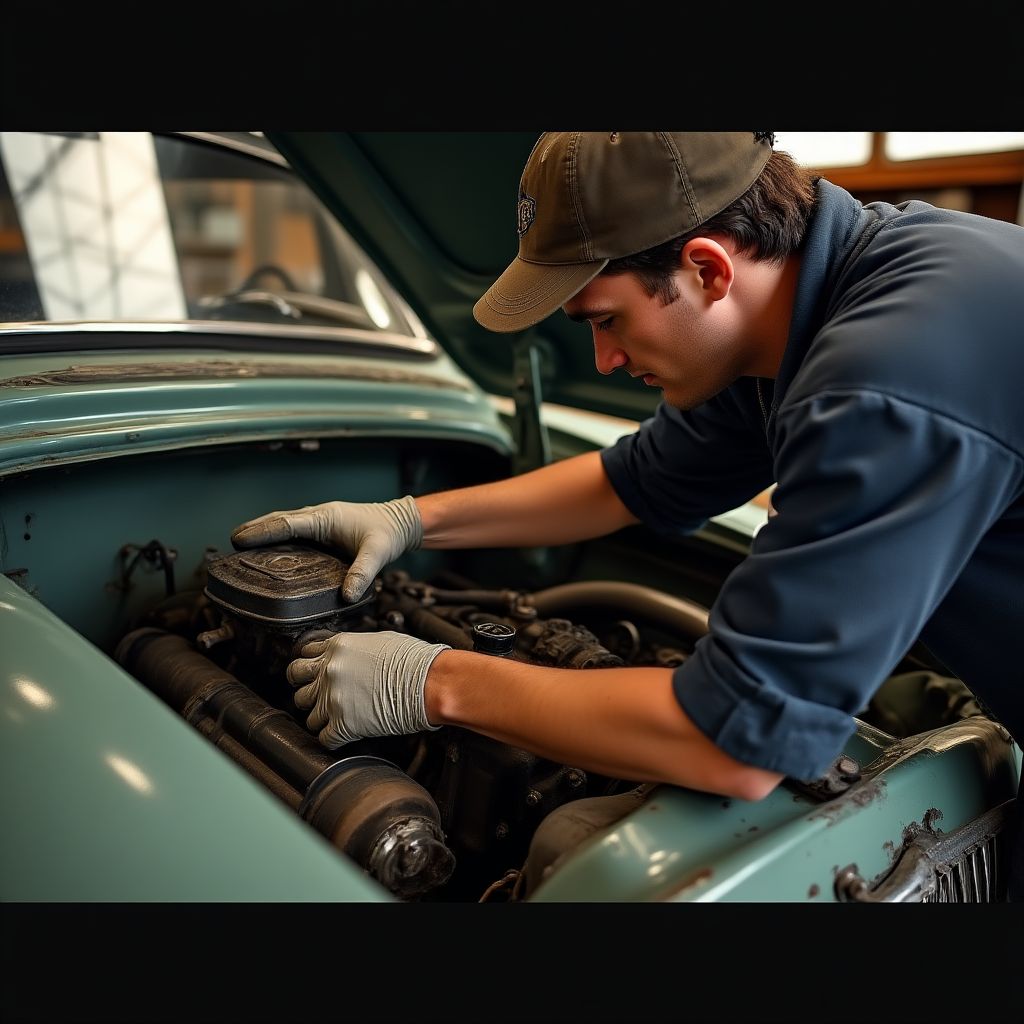 Mechanik opravuje motor automobilu